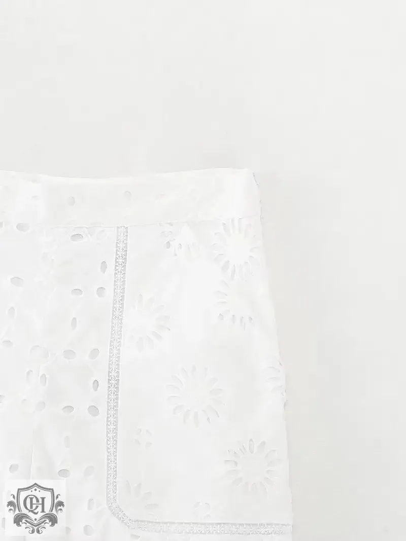 Embroidered High Waisted Shorts
