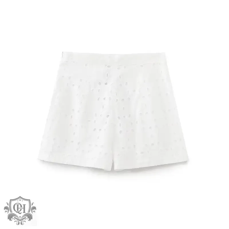 Embroidered High Waisted Shorts
