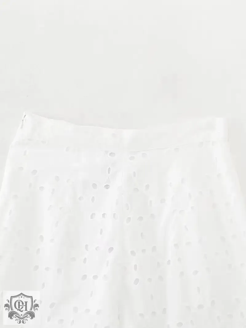 Embroidered High Waisted Shorts