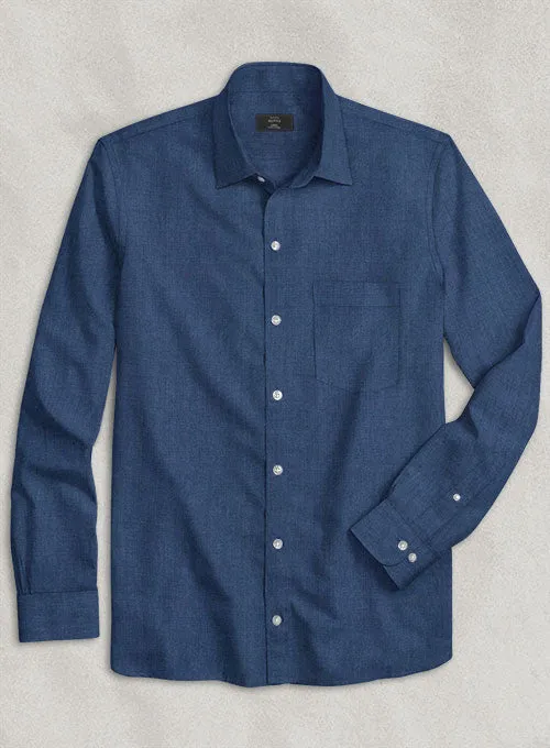 European Nile Blue Linen Shirt