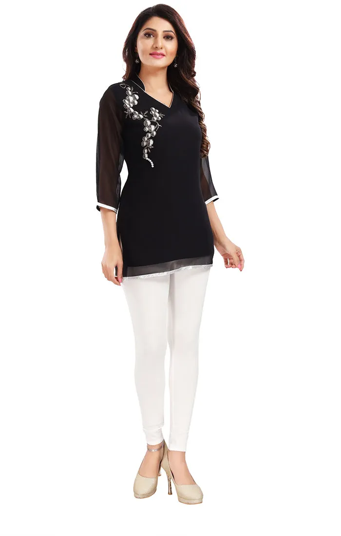 Extraordinary Black Color Indian Ethnic Kurti For Casual Wear (K639)