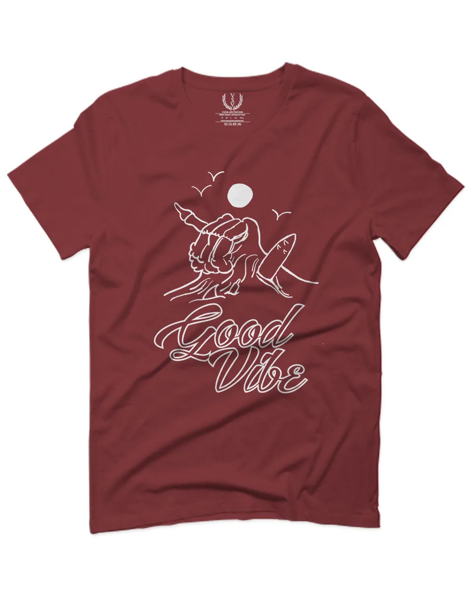 Front Good Vibe Bones Hand Shaka Cool Summer surf Beach Hipster Graphic For men T Shirt