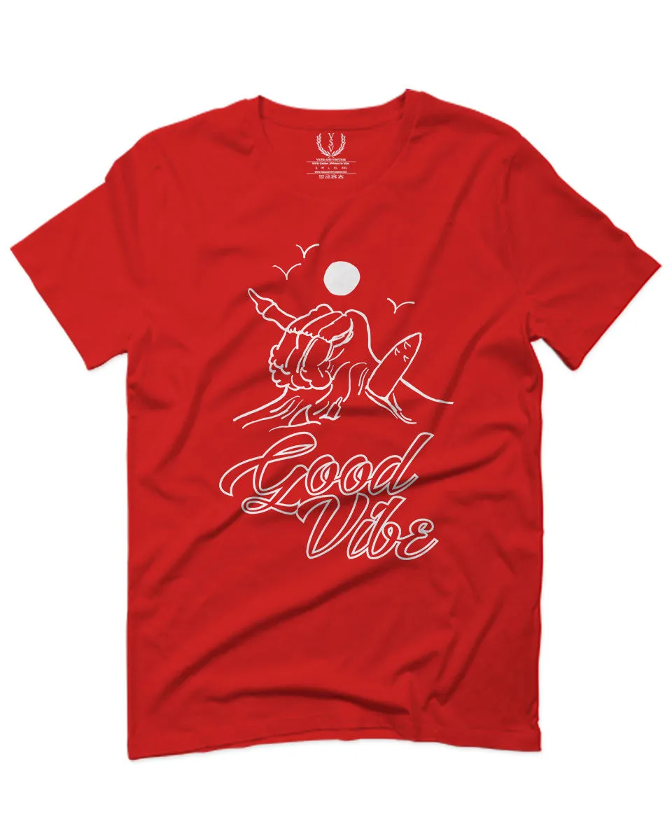 Front Good Vibe Bones Hand Shaka Cool Summer surf Beach Hipster Graphic For men T Shirt