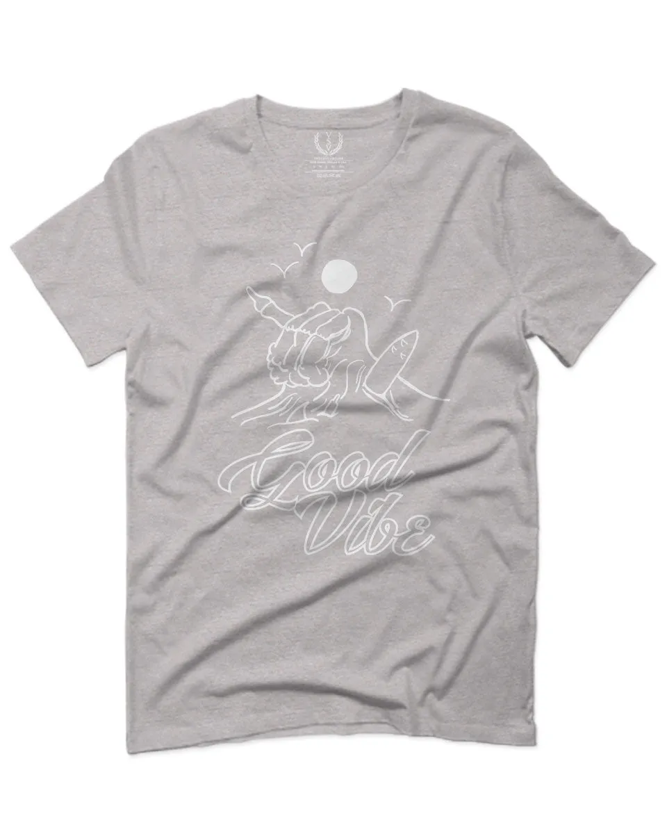 Front Good Vibe Bones Hand Shaka Cool Summer surf Beach Hipster Graphic For men T Shirt