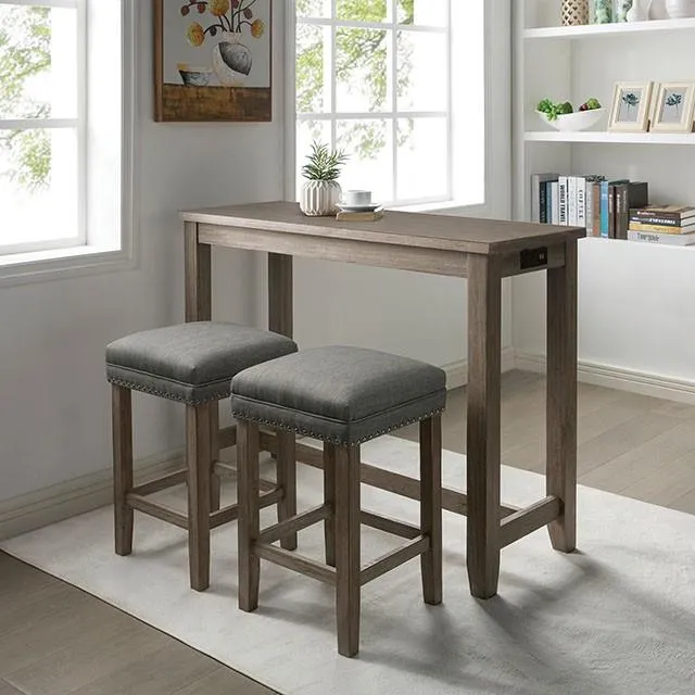 Furniture of America Caerleon 3 pc Counter Height Dinette CM3474GY-PT-3PK