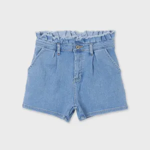 girls gathered waist denim shorts