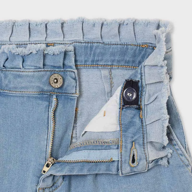 girls gathered waist denim shorts