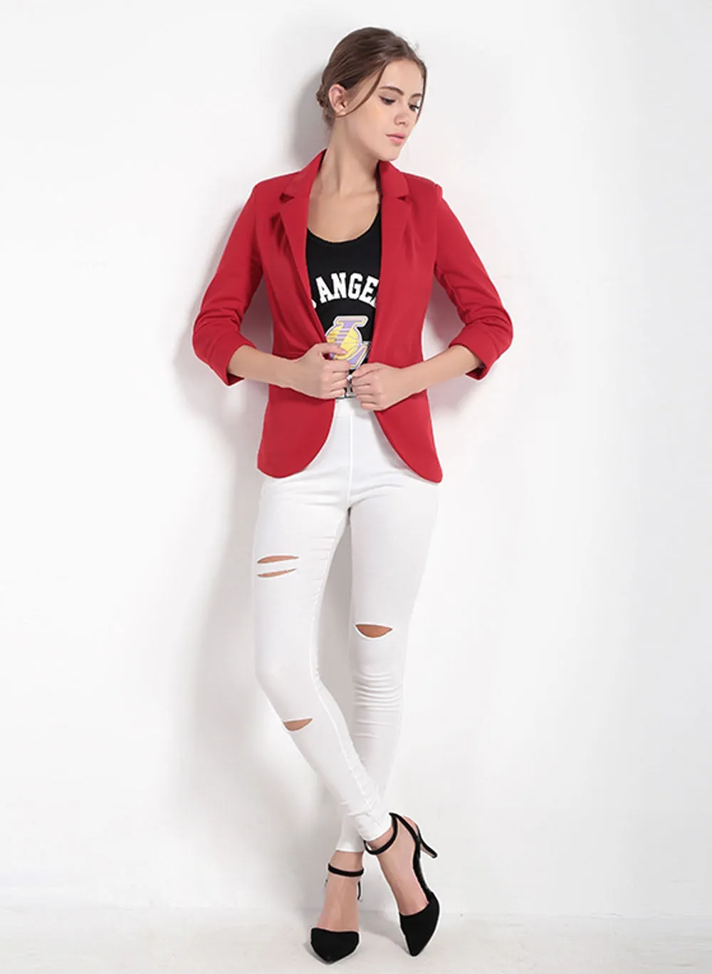 Kate Open Front Smart Casual White Blazer