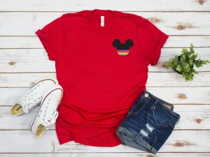 LGBT Gay Pride Mickey Mouse Adult t shirt - Disney Trip Matching Shirts - Rainbow Pocket Size Left Chest Logo