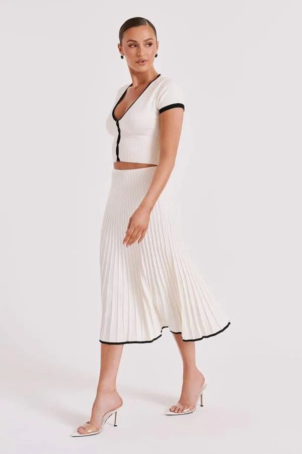 Marcia V-neck Pleated Skirt Set