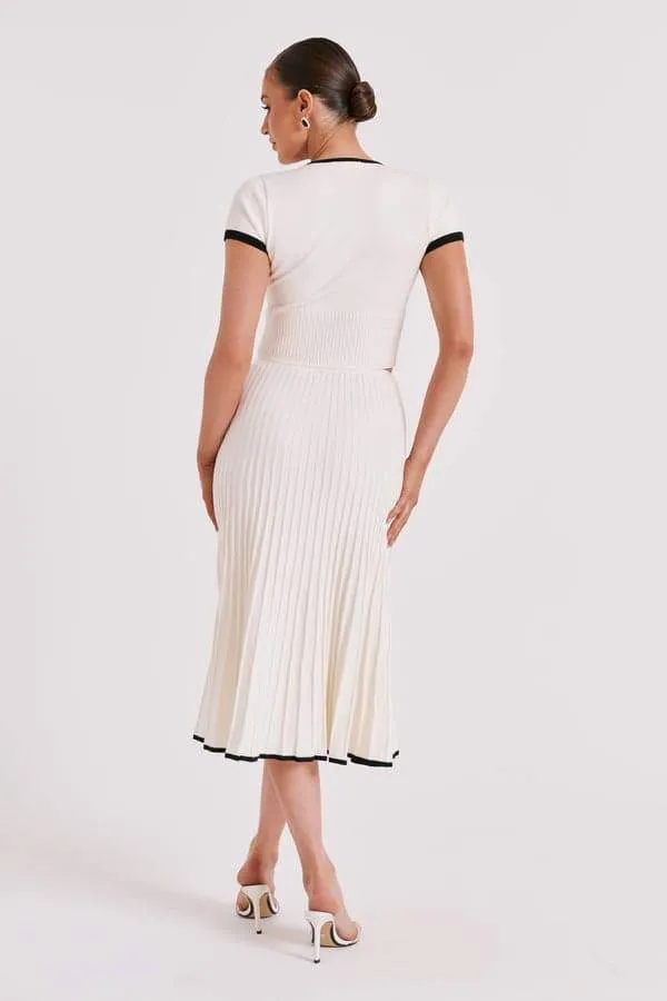Marcia V-neck Pleated Skirt Set