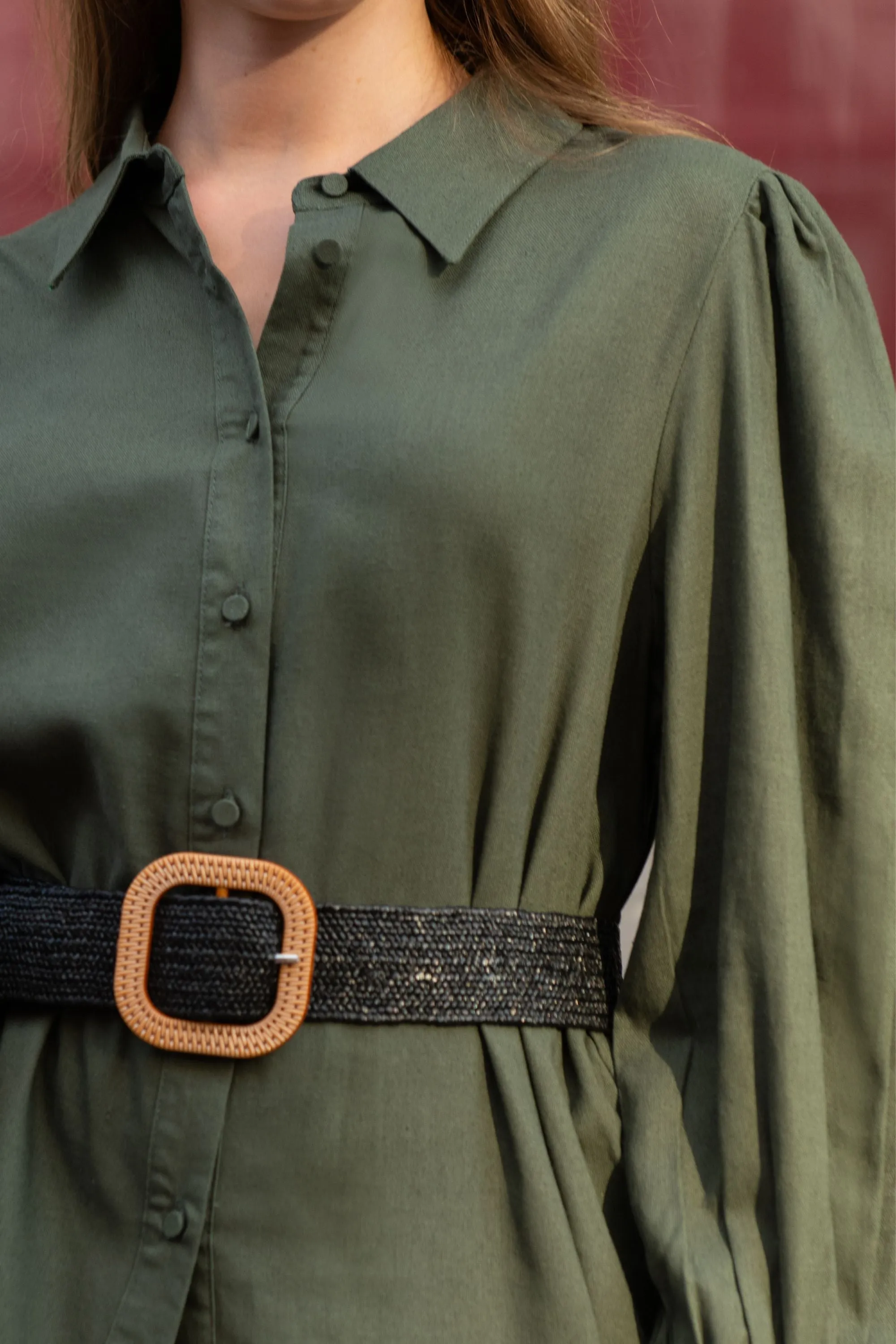 Maxine Button-Up Shirt Long Sleeve Puff Cuffs Classic Elegant