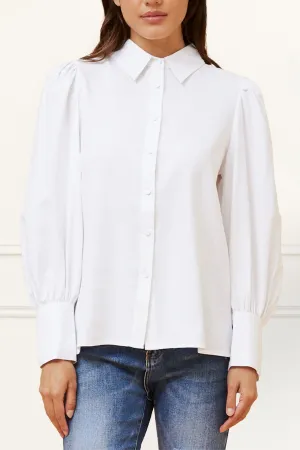 Maxine Button-Up Shirt Long Sleeve Puff Cuffs Classic Elegant