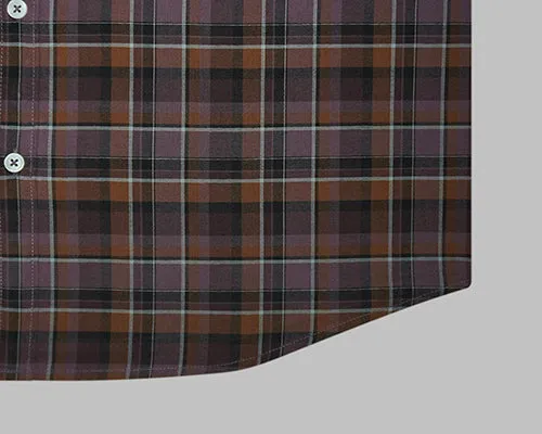 Men's 100% Cotton Plaid Checkered Full Sleeves Shirt (Mauve)