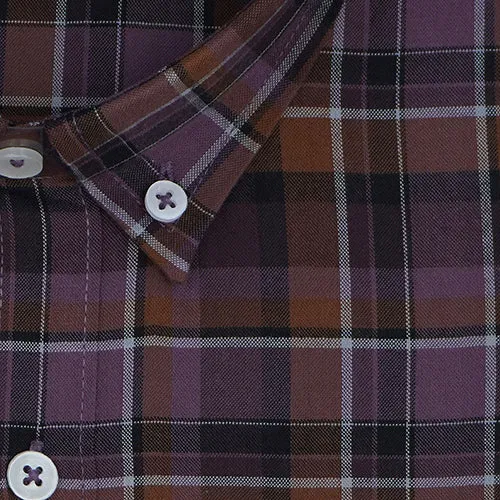 Men's 100% Cotton Plaid Checkered Full Sleeves Shirt (Mauve)