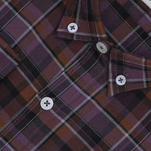 Men's 100% Cotton Plaid Checkered Full Sleeves Shirt (Mauve)