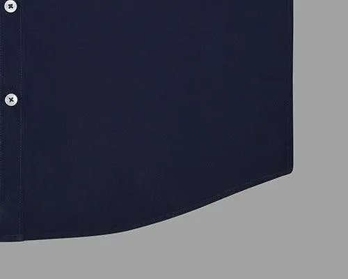 Men's 100% Cotton Plain Solid Half Sleeves Shirt (Metallic Blue)