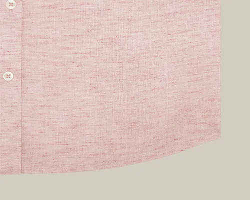 Men's Cotton Linen Plain Solid Half Sleeves Shirt (Pink)