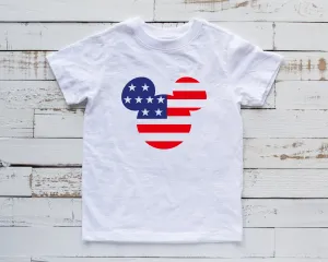 Mickey Mouse - Youth Fourth Of July Shirt - Memorial Day - Red White and Blue