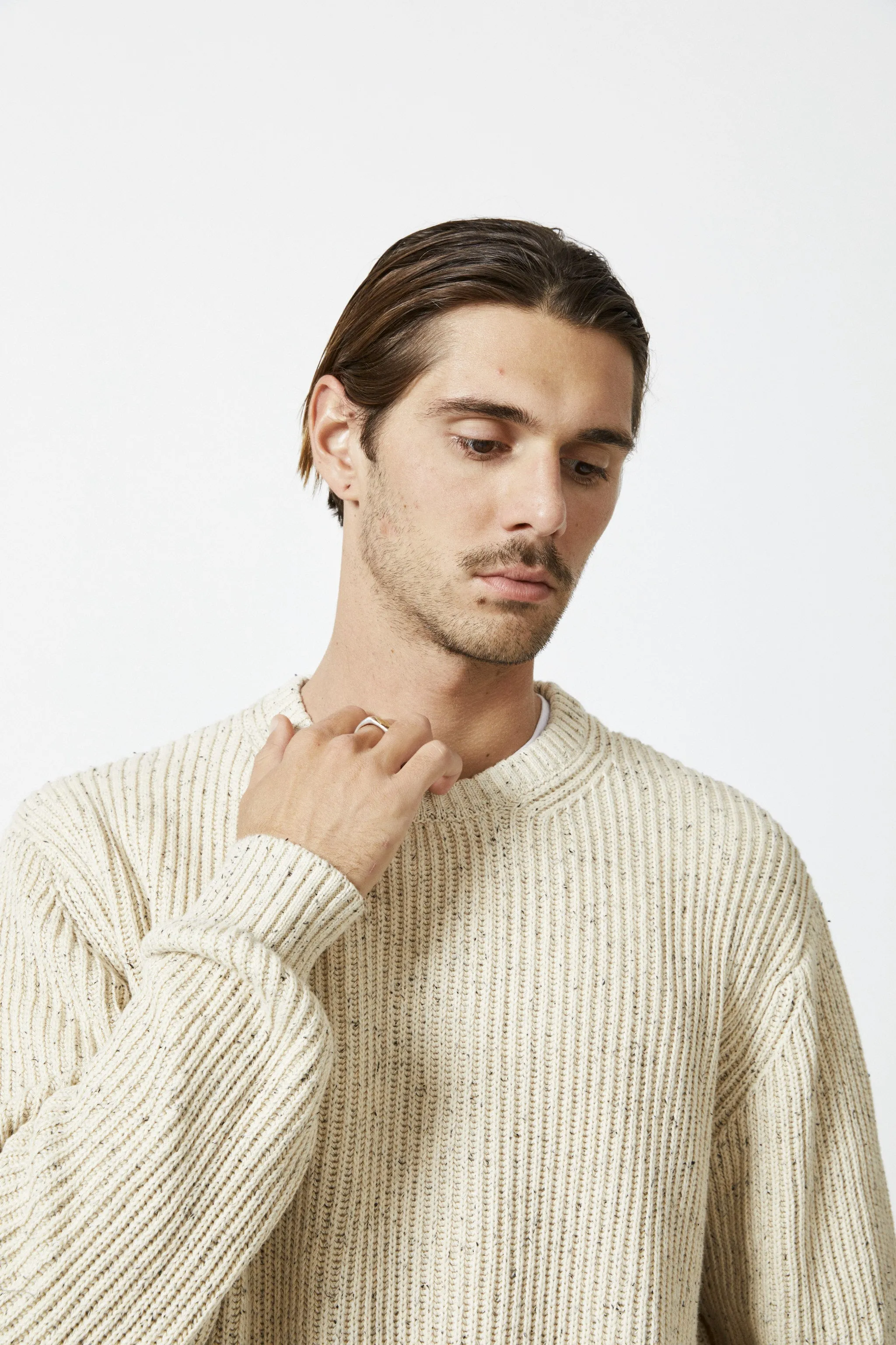 Mr Simple Fisher Chunky Knit in Oatmeal