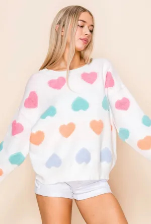 Multi Colored Heart Sweater