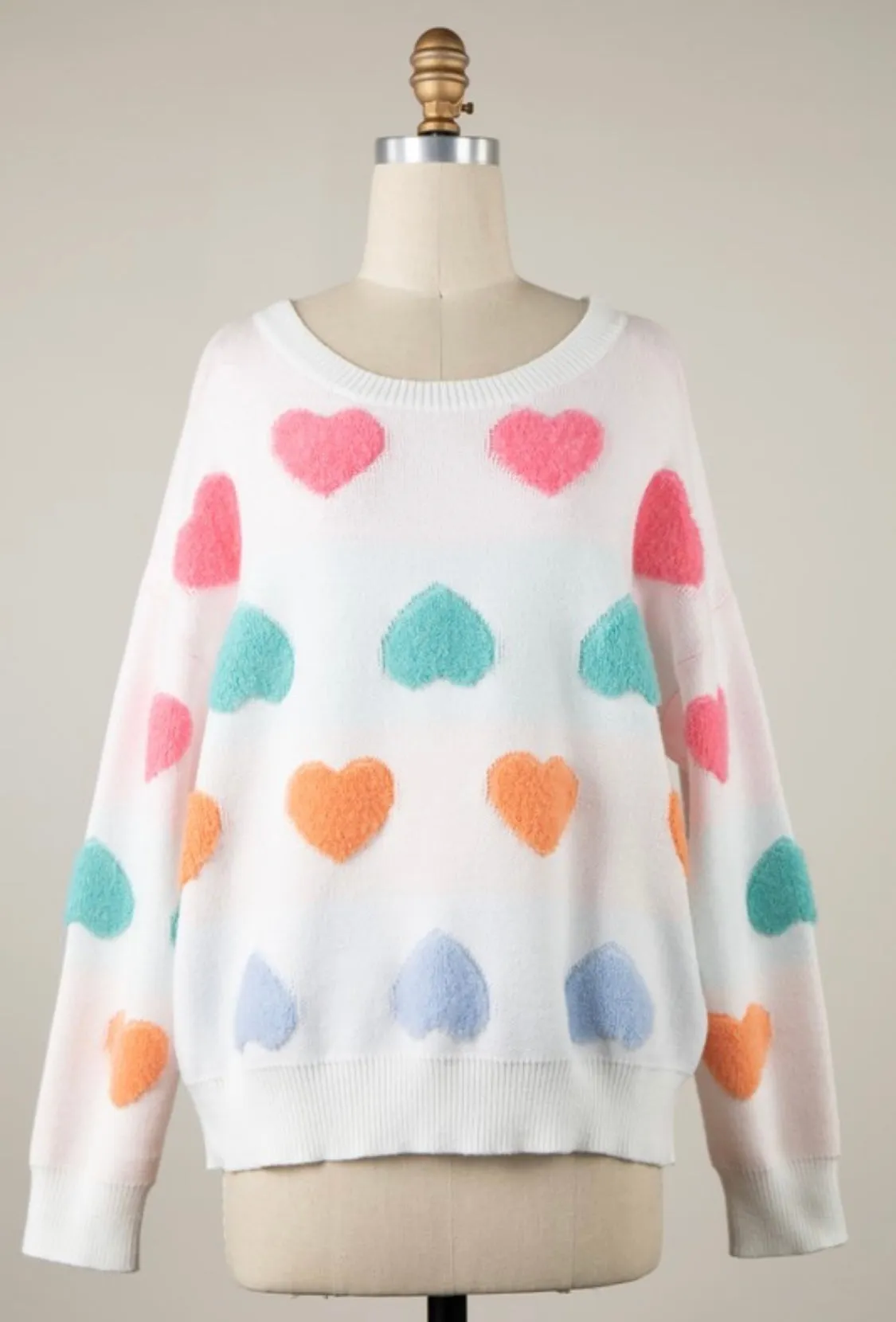 Multi Colored Heart Sweater