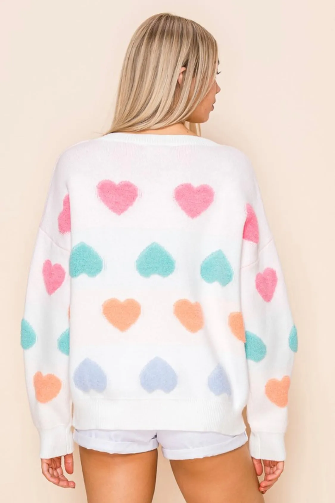 Multi Colored Heart Sweater