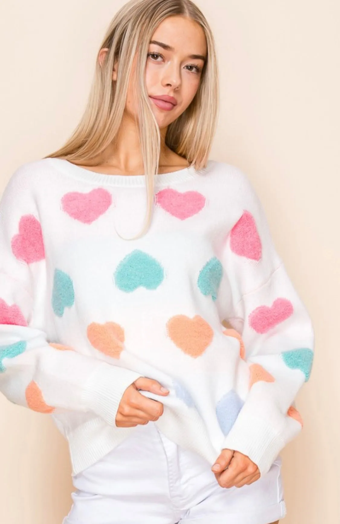 Multi Colored Heart Sweater
