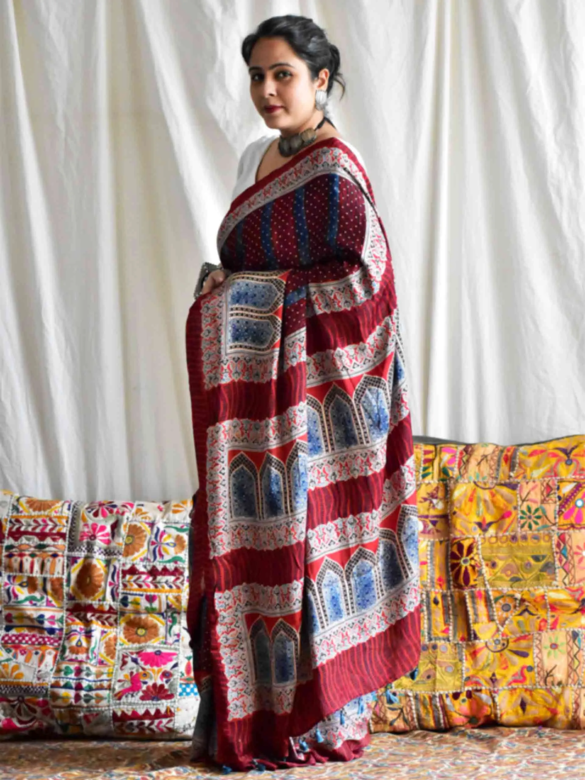 Nanditha - Ajrakh modal Silk Saree