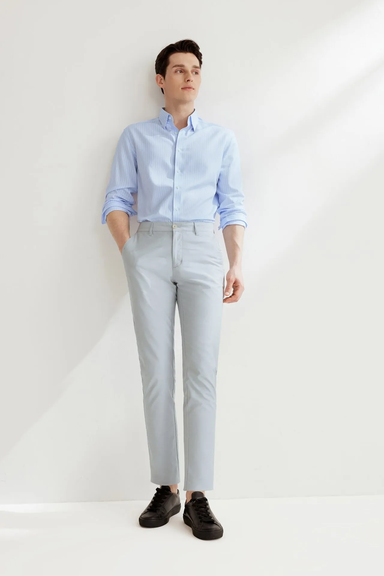 Non-Iron Super Soft Lyocell Blend Stripe Shirt in Smart Fit