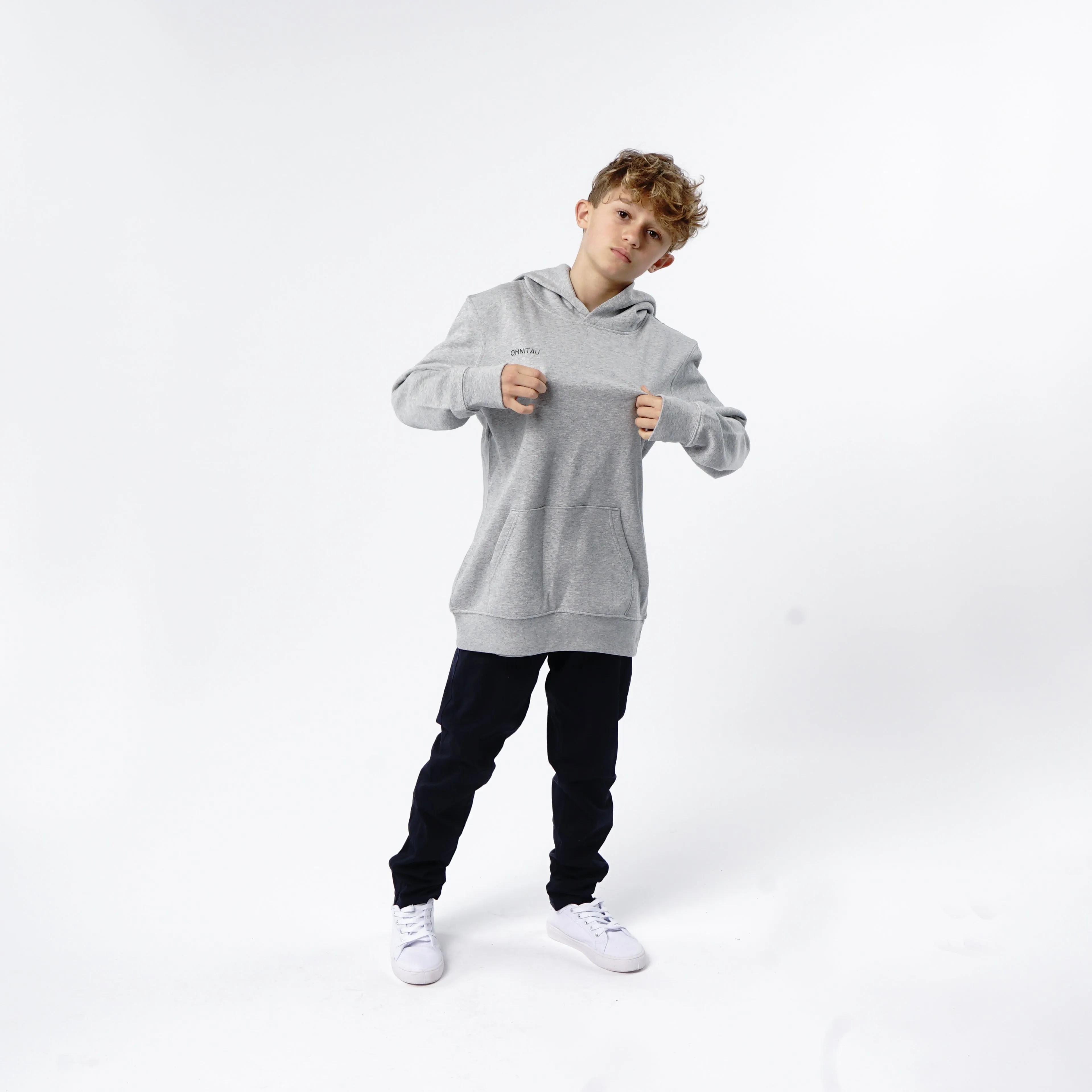 Omnitau Kid's Team Sports Organic Cotton Hoodie - Heather Grey