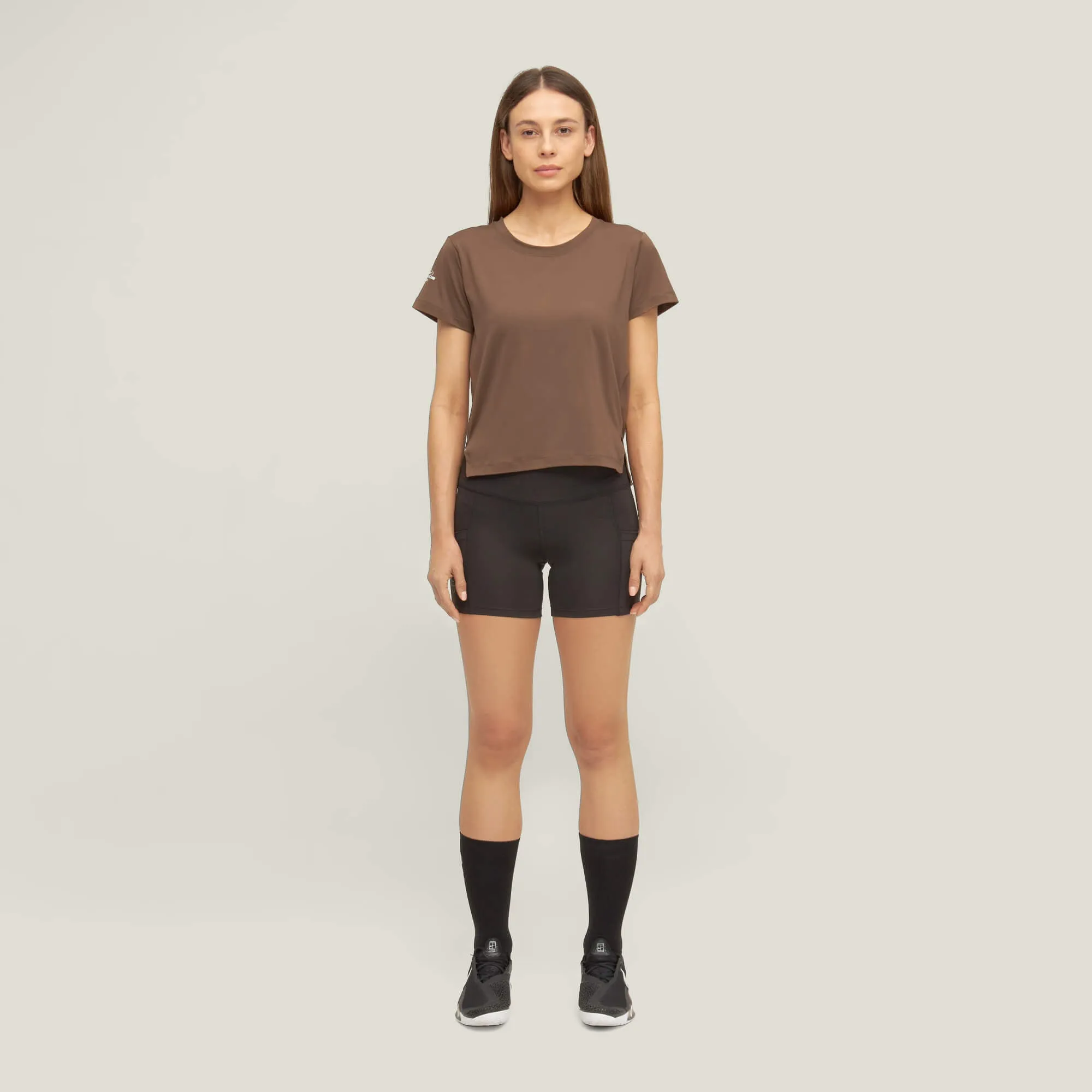 Oncourt Crop WPC  T-Shirt - Espresso