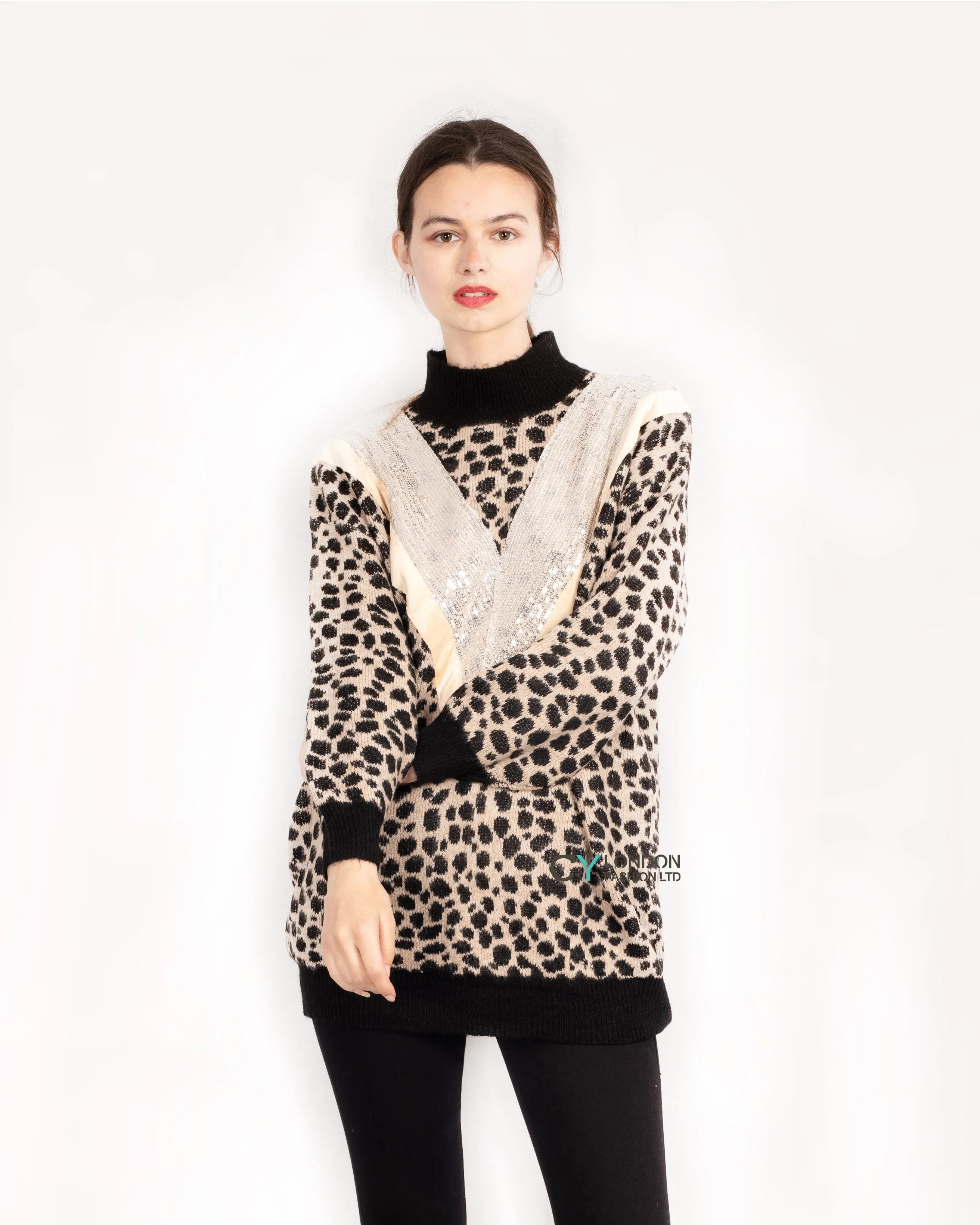 Oversized leopard print knit jumper