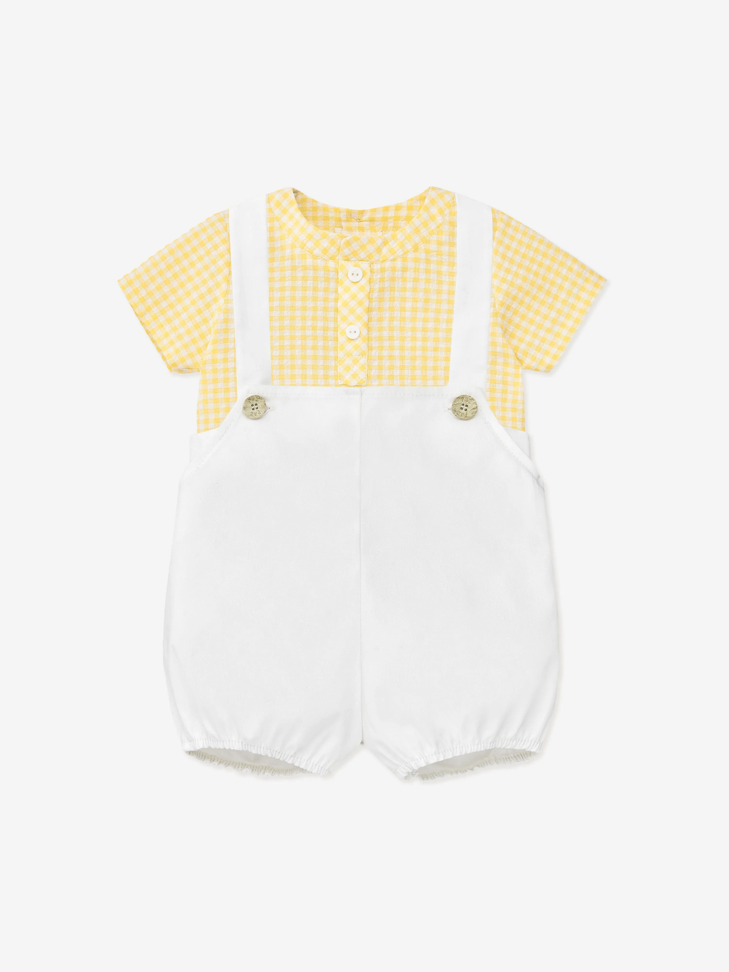 Paz Rodriguez Baby Boys Dungaree Shorts Set in Multicolour