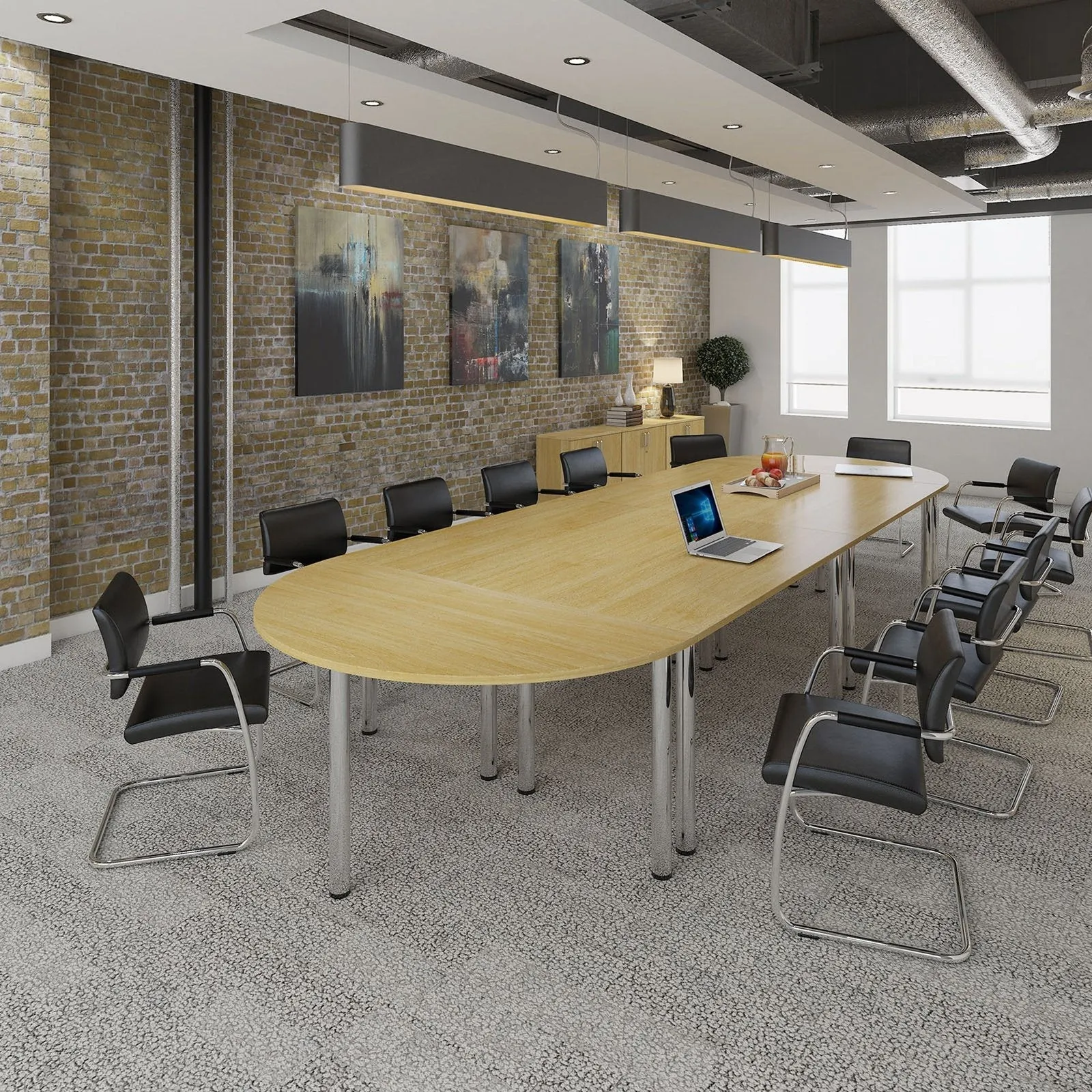 Rectangular radial leg meeting table