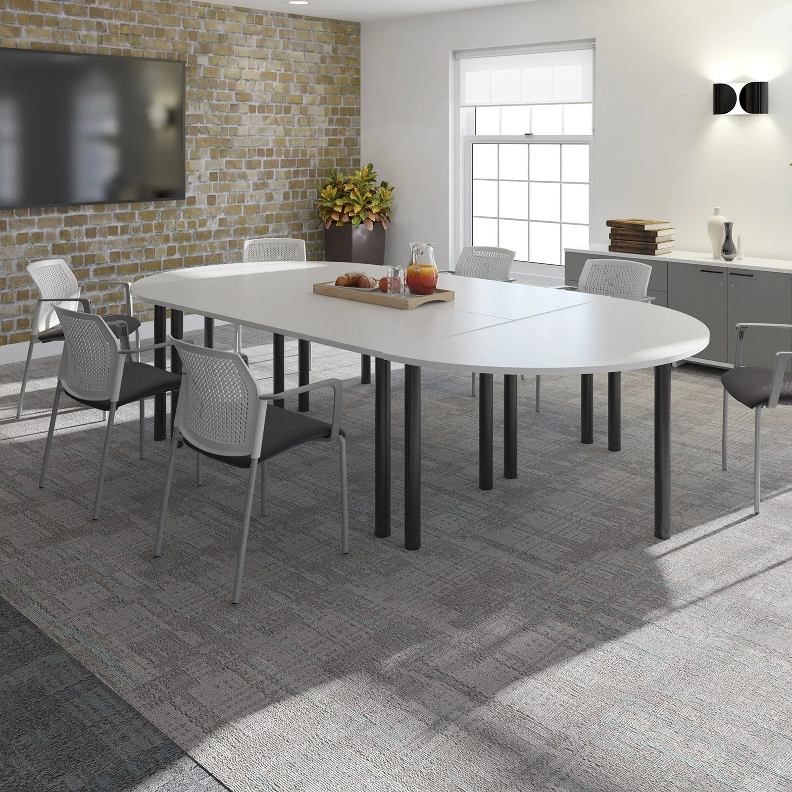 Rectangular radial leg meeting table