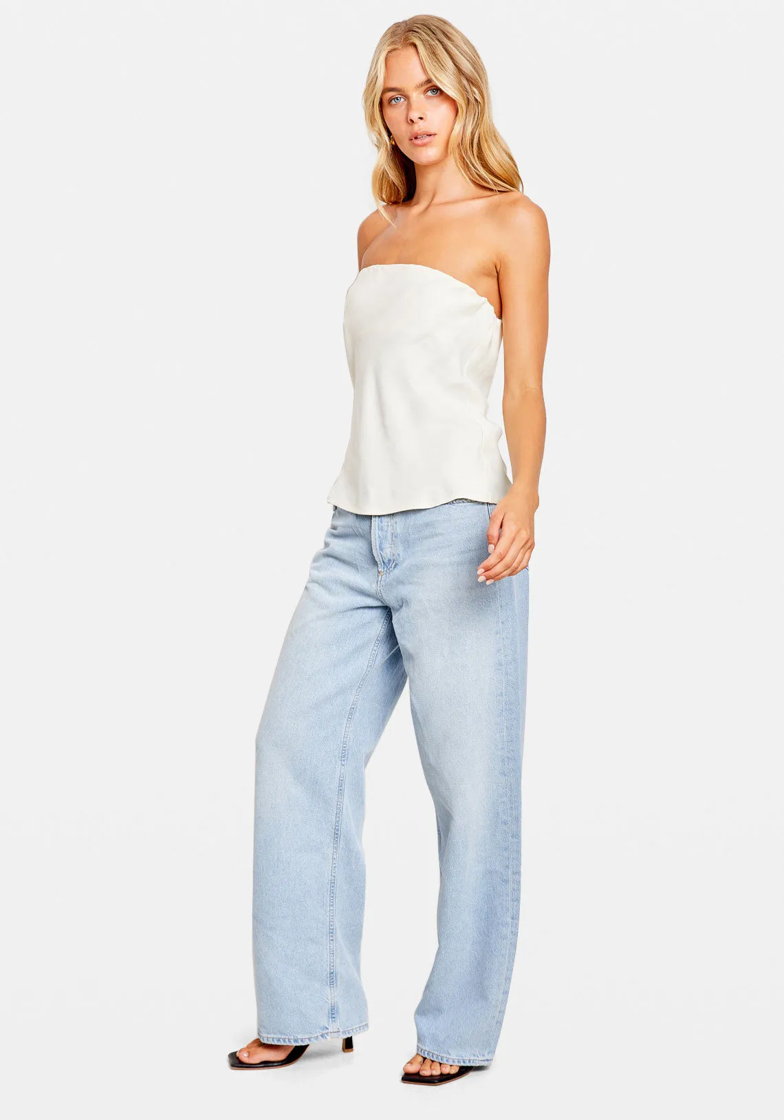 SATINY TUBE TOP CREME
