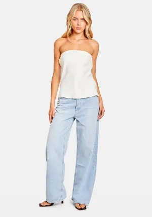 SATINY TUBE TOP CREME