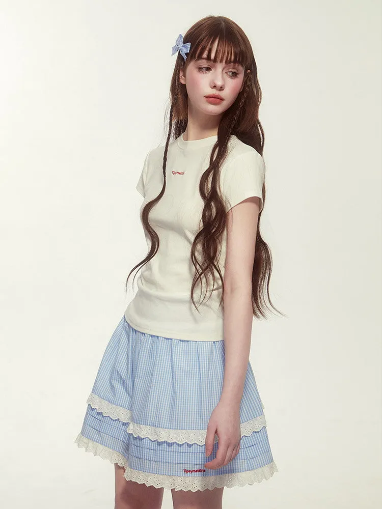 Simple Crew-Necl Half-Sleeve T-Shirt