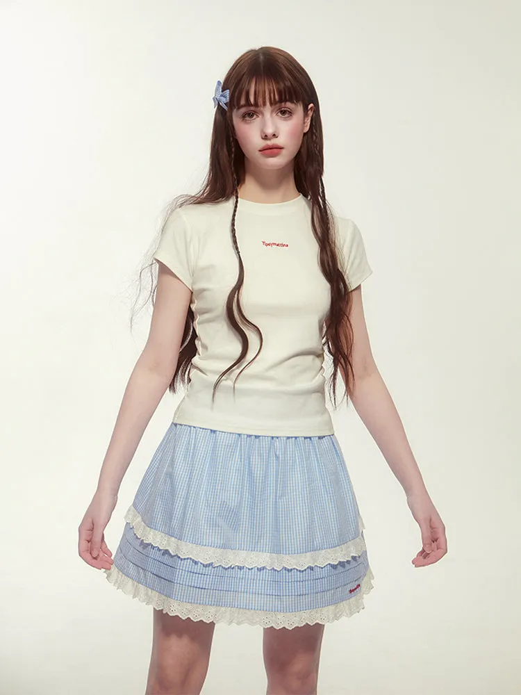 Simple Crew-Necl Half-Sleeve T-Shirt