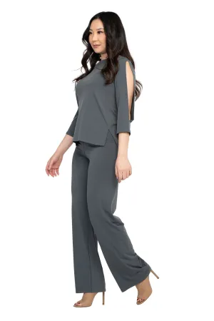 Slit Sleeve Simple Top