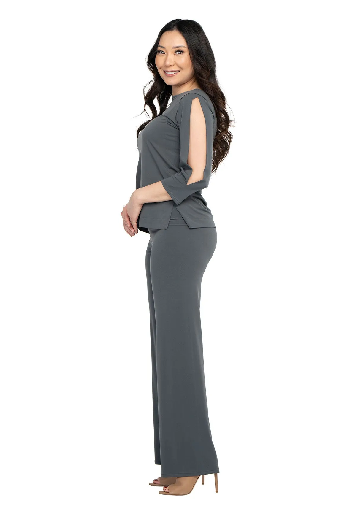 Slit Sleeve Simple Top