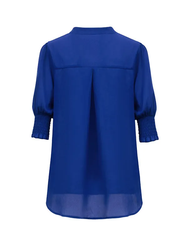 Solid Color Half Sleeves Loose V-Neck T-Shirts Tops