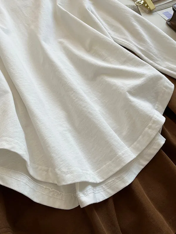 Solid Color Long Sleeves Loose Round-neck T-Shirts Tops