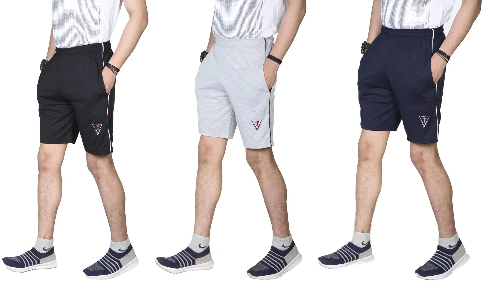 Stylish Cotton Multicoloured Solid Regular Fit Shorts For Men (Pack Of 3 )