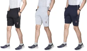 Stylish Cotton Multicoloured Solid Regular Fit Shorts For Men (Pack Of 3 )