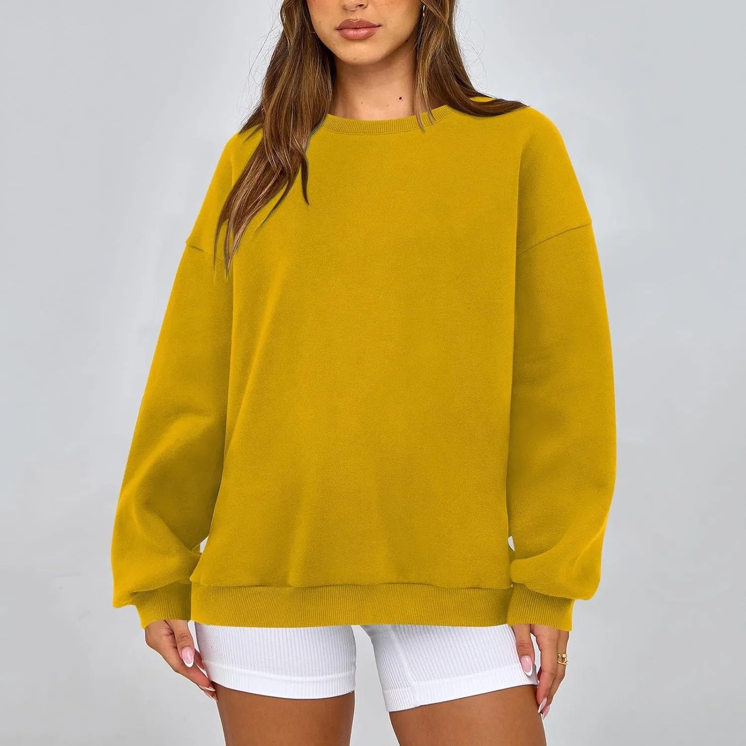 Sweatshirts For Women Oversized Crewneck Long Sleeve Hoodie Pullover Trendy Solid Fall Winter Clothes 2024