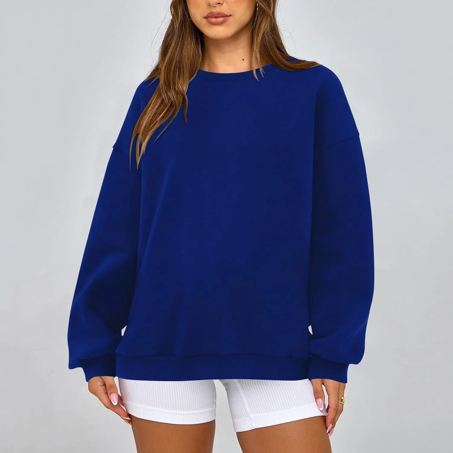 Sweatshirts For Women Oversized Crewneck Long Sleeve Hoodie Pullover Trendy Solid Fall Winter Clothes 2024