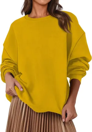 Sweatshirts For Women Oversized Crewneck Long Sleeve Hoodie Pullover Trendy Solid Fall Winter Clothes 2024