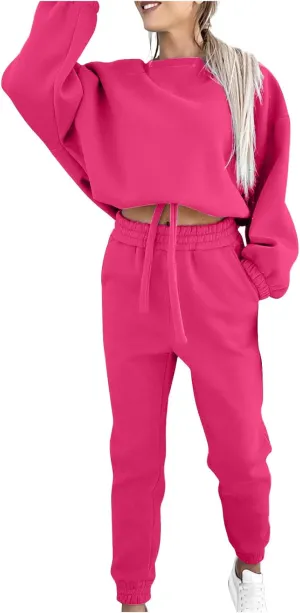 Sweatsuits for Women Set 2 Piece Tracksuits Oversized Casual Sweatshirts Hoodies High Waisted Joggers Sweatpants